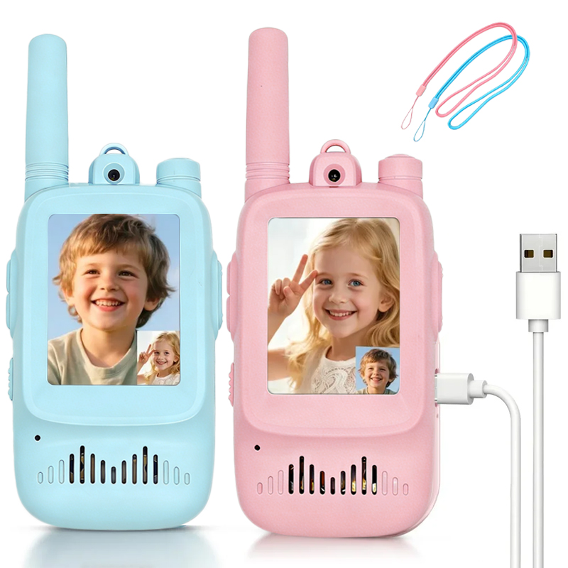 Outdoor Adventure With Kids - 2pcs Kids Video Walkie Talkie Rechargeable