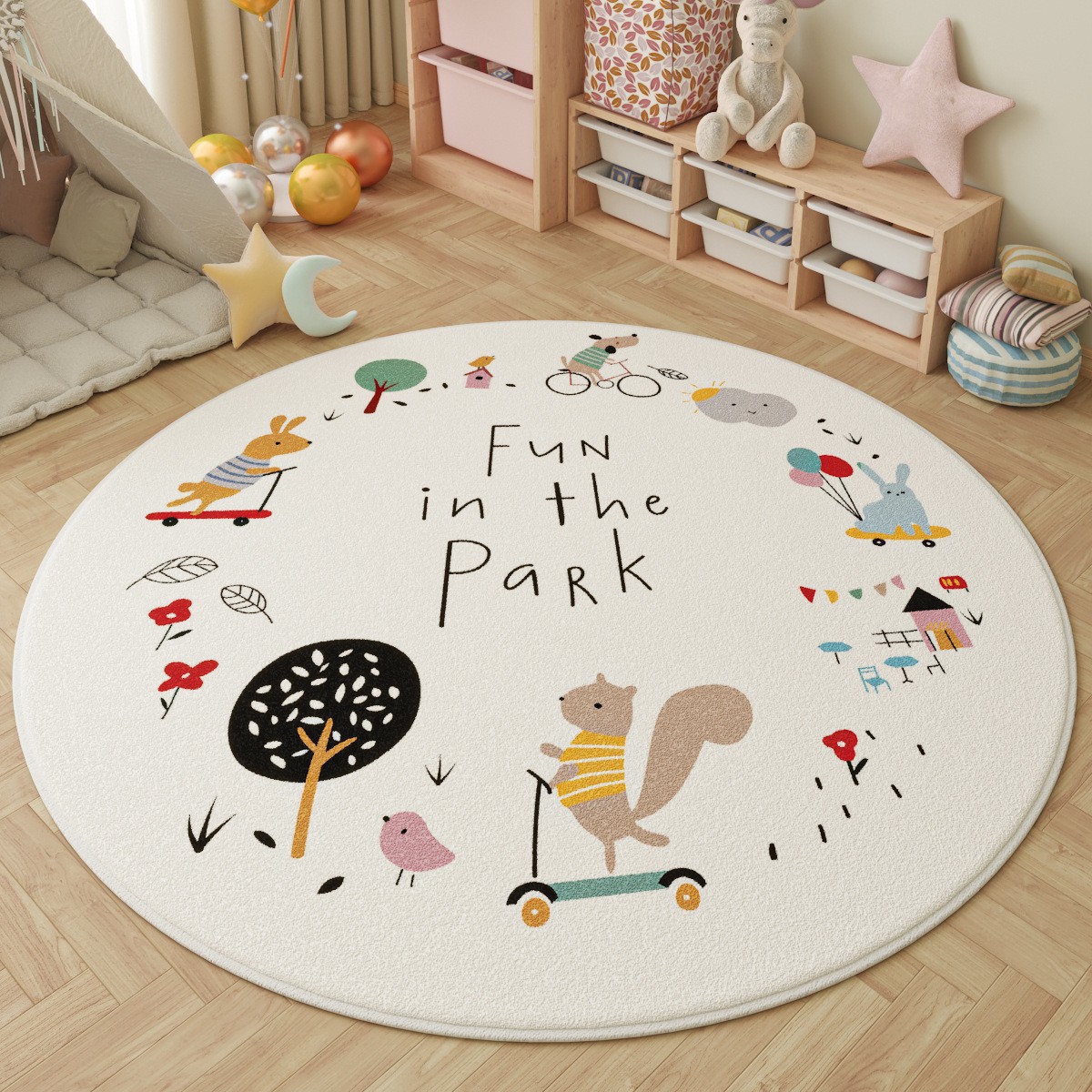 Fun in the Park Kids Round Rug - Outdoor Adventure With Kids recension och pris