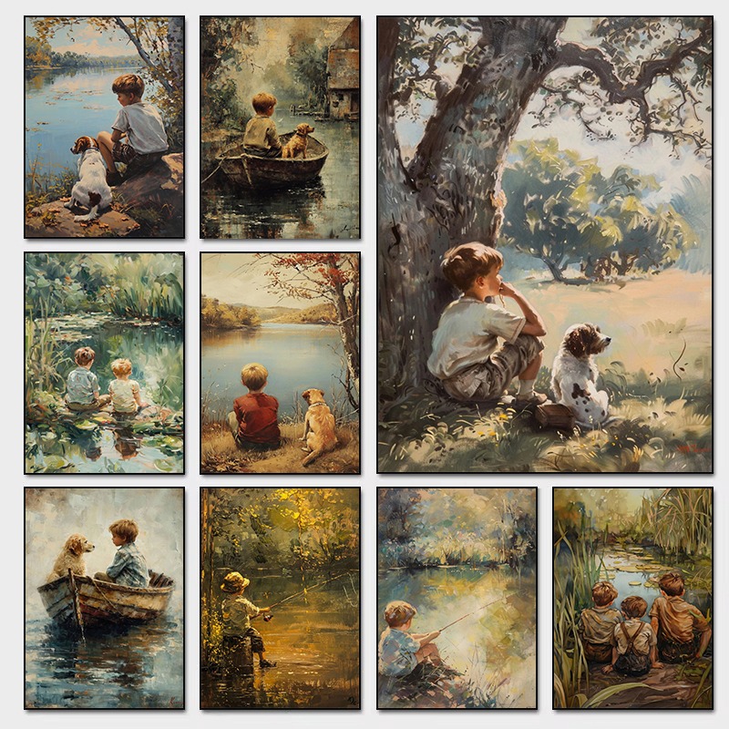 Vintage Boys Room Art Poster B - Outdoor Adventure With Kids recension och pris